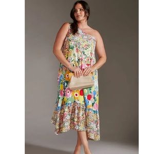 Sarah Campbell for Anthropologie One Shoulder Midi Dress Size XS